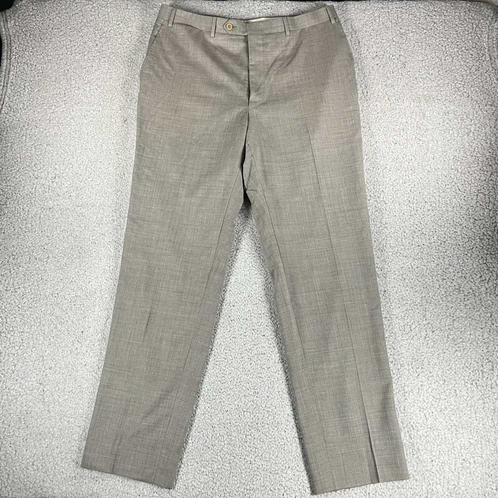 Canali Pants Mens 36x31 Light Brown Dress Italy Tessuto Wool Trousers Pleated